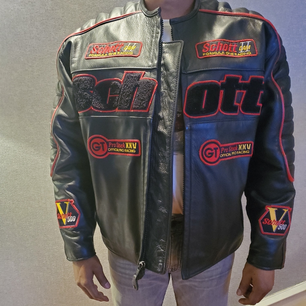 Leather Graphic Racing Jacket